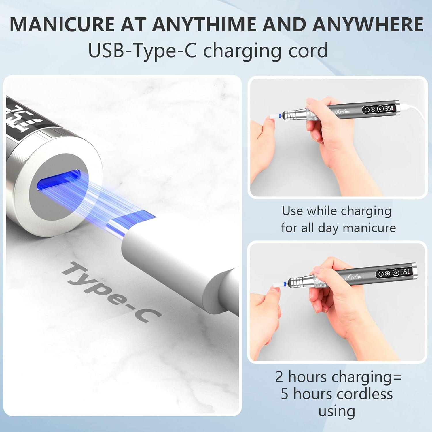 Kredioo Toenail Drill Cordless Rechargeable (Incl 6 Bits) Electical appliances - Blister Prevention